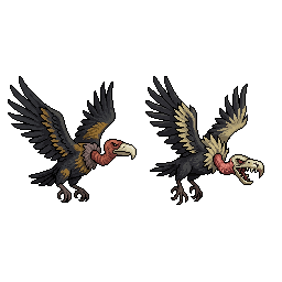 Mutated wasteland vulture enemy. RIGHT FACING strict side...