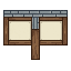 Eight separate pixel sprites of low roofless CUTAWAY wall...