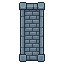 Eight separate pixel sprites of low roofless CUTAWAY wall...