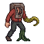 One half-human half-object enemy for a flesh forest in an...