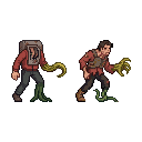 One half-human half-object enemy for a flesh forest in an...