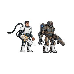 One complete humanoid biomechanical guard boss sprite for...