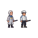 Create two related 64x64 native pixel human enemies for a...