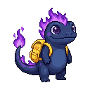 A cute baby fire salamander (tiny dark-blue lizard with p...