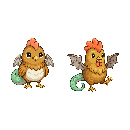 A cute baby monster for kindergarten game: 蛇鸡兽 / 蛇怪幼体 Coc...
