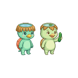 A cute baby monster for kindergarten game: 河童 Kappa. 孩童体型...