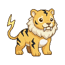 A cute baby monster for kindergarten game: 雷兽 Raijū. 黄色小剑...
