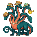 An adult monster parent picking up kid from kindergarten:...