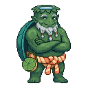 An adult monster parent picking up kid from kindergarten:...