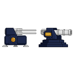 One complete massive stationary orbital rail cannon boss,...