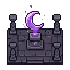 Create exactly eight DIFFERENT miniature building sprites...