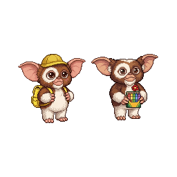 A cute baby monster kindergarten student, 葛雷姆林 Gremlin. 棕...