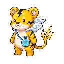 A cute baby monster kindergarten student, 雷兽 Raijū. 黄色小剑齿...