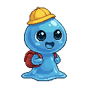 A cute baby monster kindergarten student, 史莱姆 Slime. 蓝色半透...
