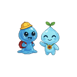 A cute baby monster kindergarten student, 史莱姆 Slime. 蓝色半透...