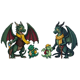 An adult monster parent picking up a kid from kindergarte...