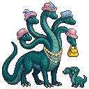 An adult monster parent picking up a kid from kindergarte...