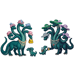 An adult monster parent picking up a kid from kindergarte...