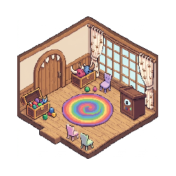 A cozy monster kindergarten classroom interior seen from...
