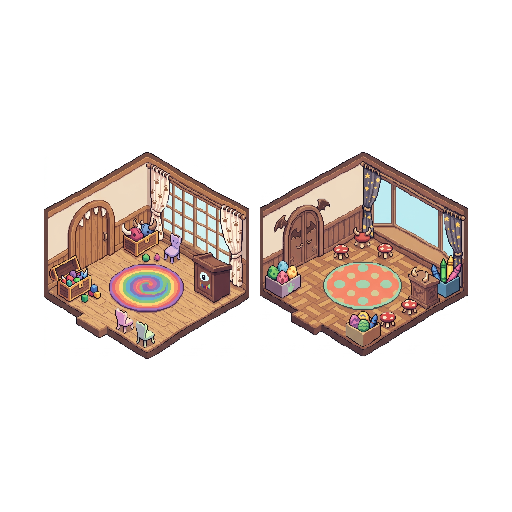 A cozy monster kindergarten classroom interior seen from...