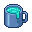 Create a cohesive set of 15 small pixel icons. Use the cl...