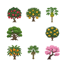 Eight fruit and shade trees of a southern Chinese village...