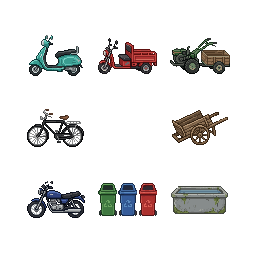 Eight vehicles and street objects of a southern Chinese v...