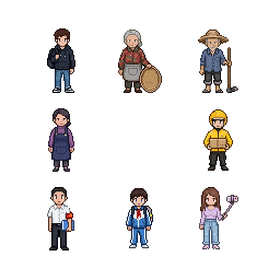 Eight people of a southern Chinese village around 2020, e...