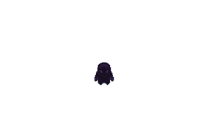 One small top-down pixel-art shadow creature centered in...