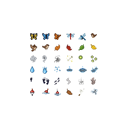 Thirty-six tiny effect sprites for a quiet southern Chine...