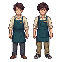 Front-facing full-body pixel character: a young Chinese c...