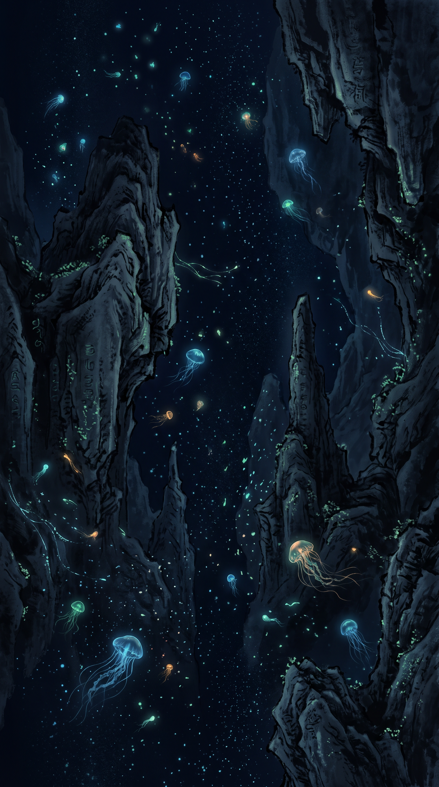 Chinese dark fantasy underwater background for mobile gam...