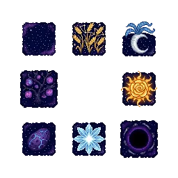 pixel art cosmic soil patch, 75x75, deep navy blue starry...