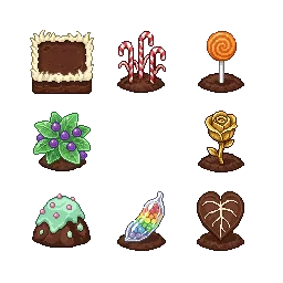 pixel art chocolate soil patch, 75x75, rich milk chocolat...