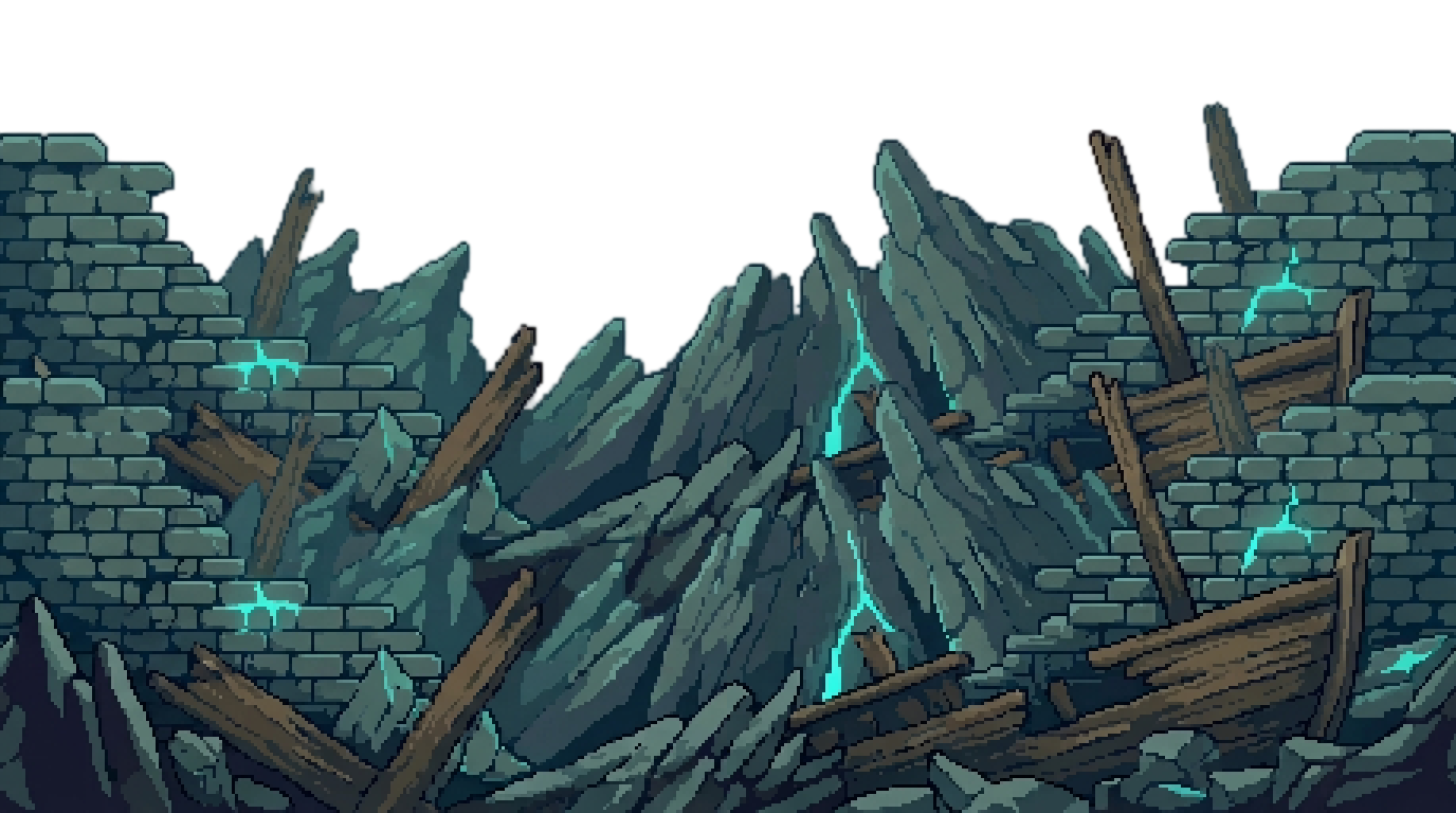 mid:2D side-view pixel art playable deep trench and broke...